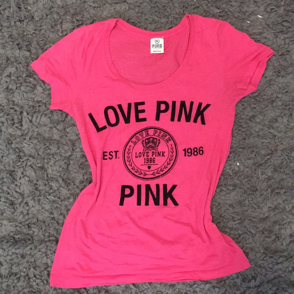 PINK, T-shirt, hot pink, scoop neck, cotton tee